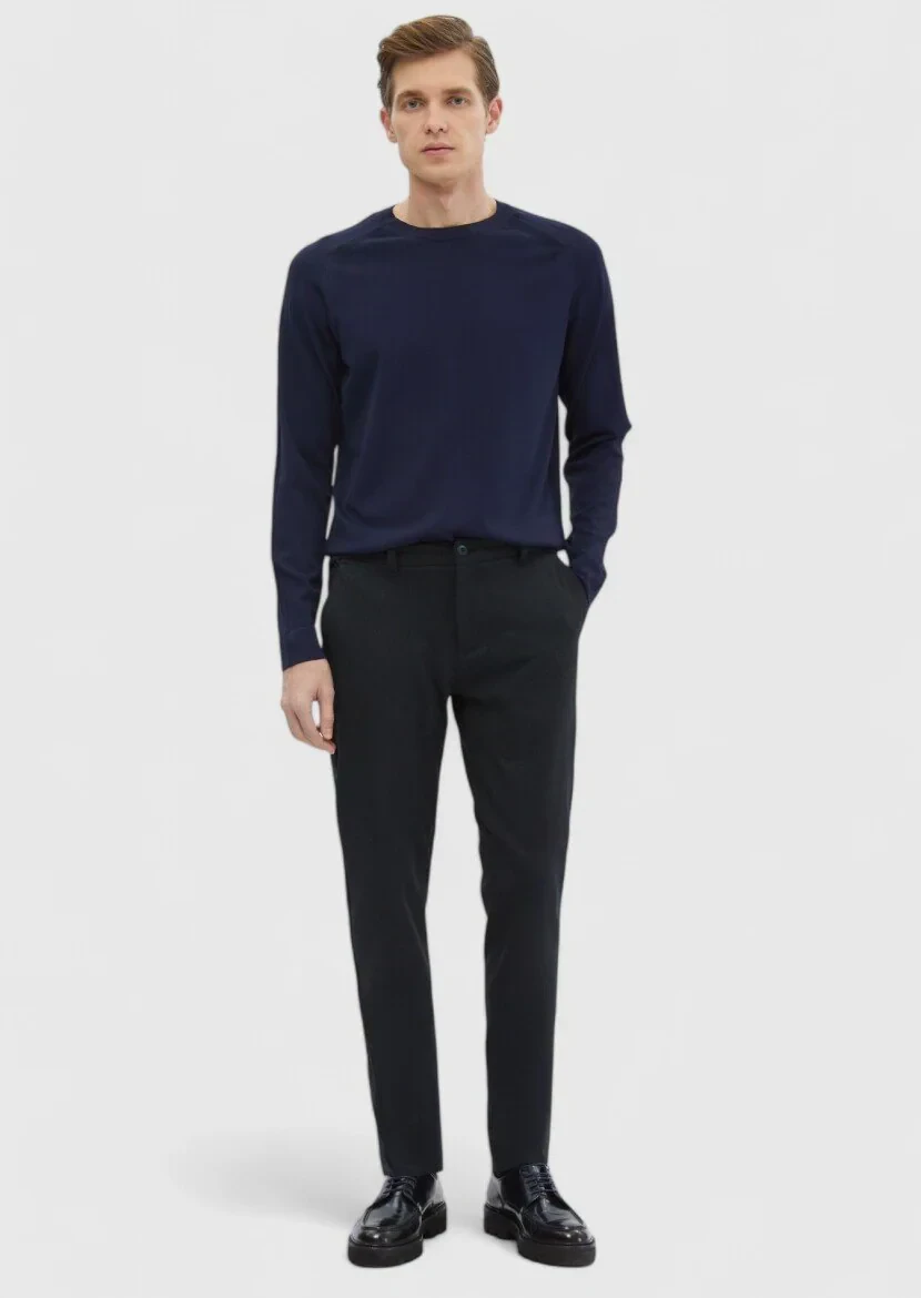 Navy Blue Knitwear Sweatshirt 
