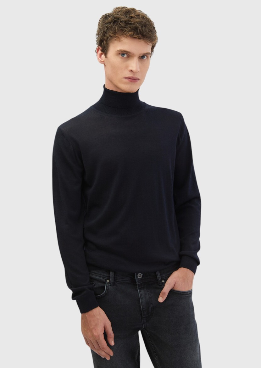 Navy Blue Knitwear Sweatshirt - 3