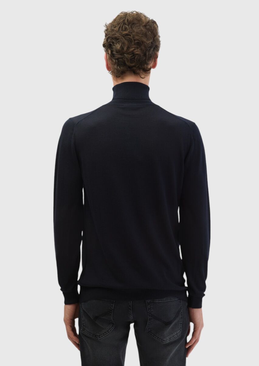 Navy Blue Knitwear Sweatshirt - 6