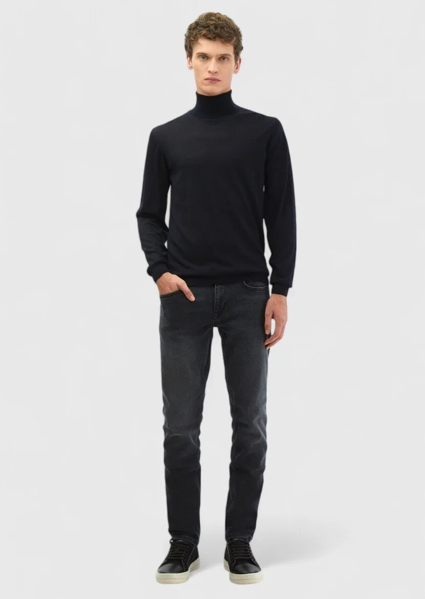 Navy Blue Knitwear Sweatshirt 