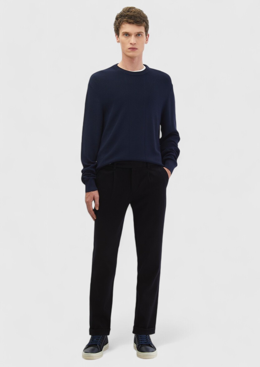 Navy Blue Knitwear Sweatshirt 