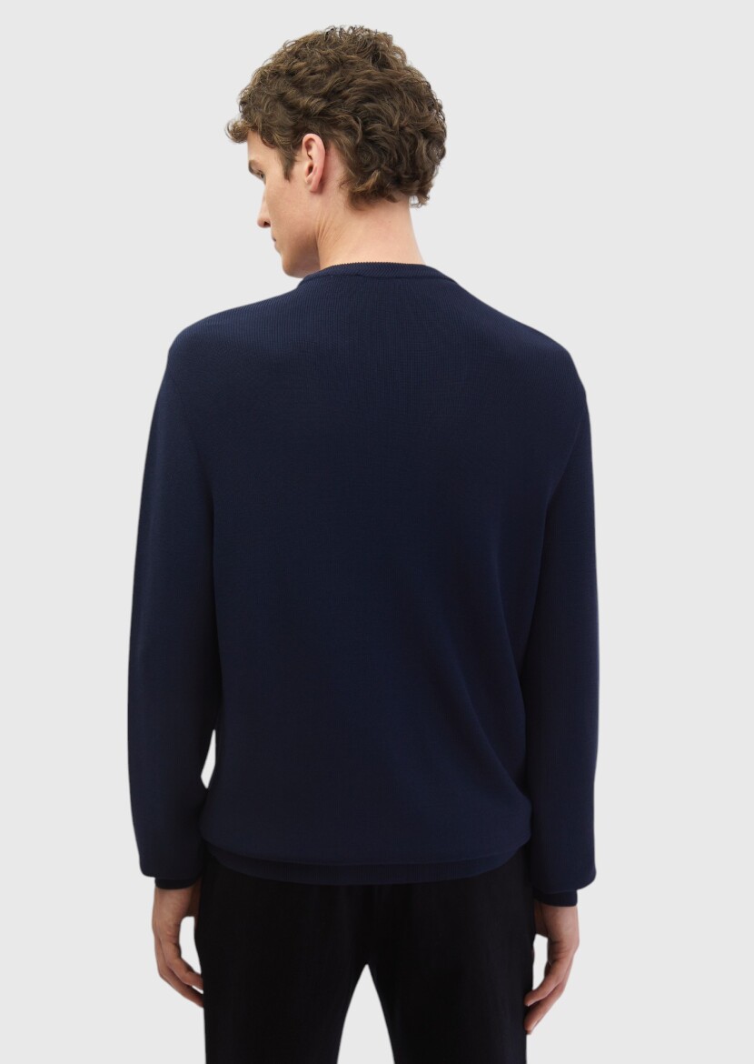 Navy Blue Knitwear Sweatshirt - 5