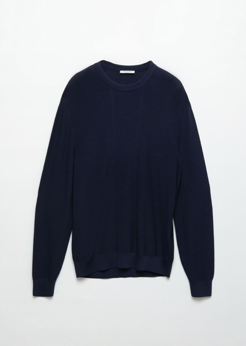 Navy Blue Knitwear Sweatshirt - 6