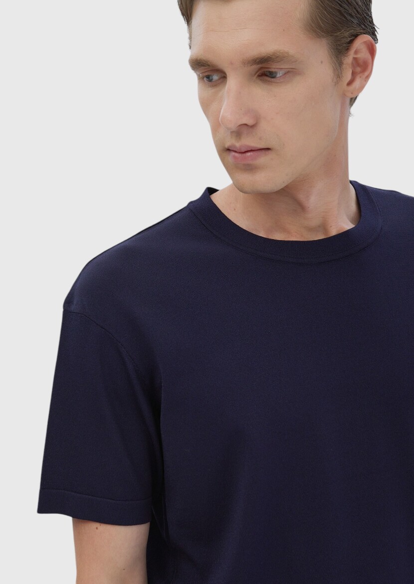 Navy Blue Knitwear Sweatshirt - 4