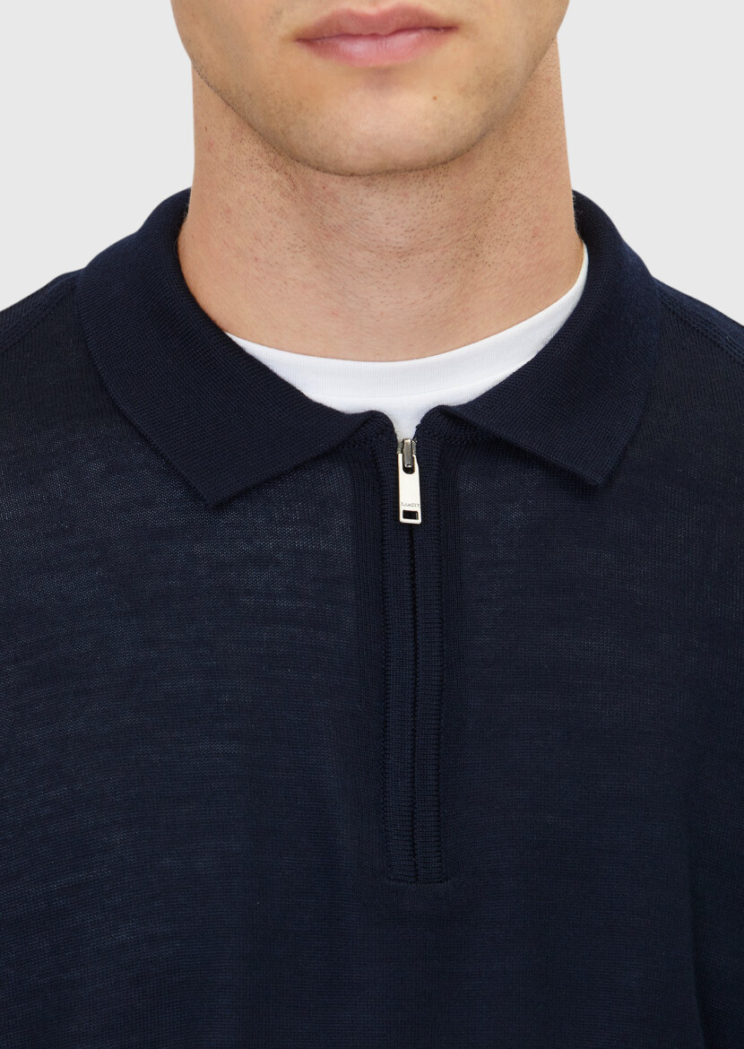 Navy Blue Knitwear Sweatshirt - 5