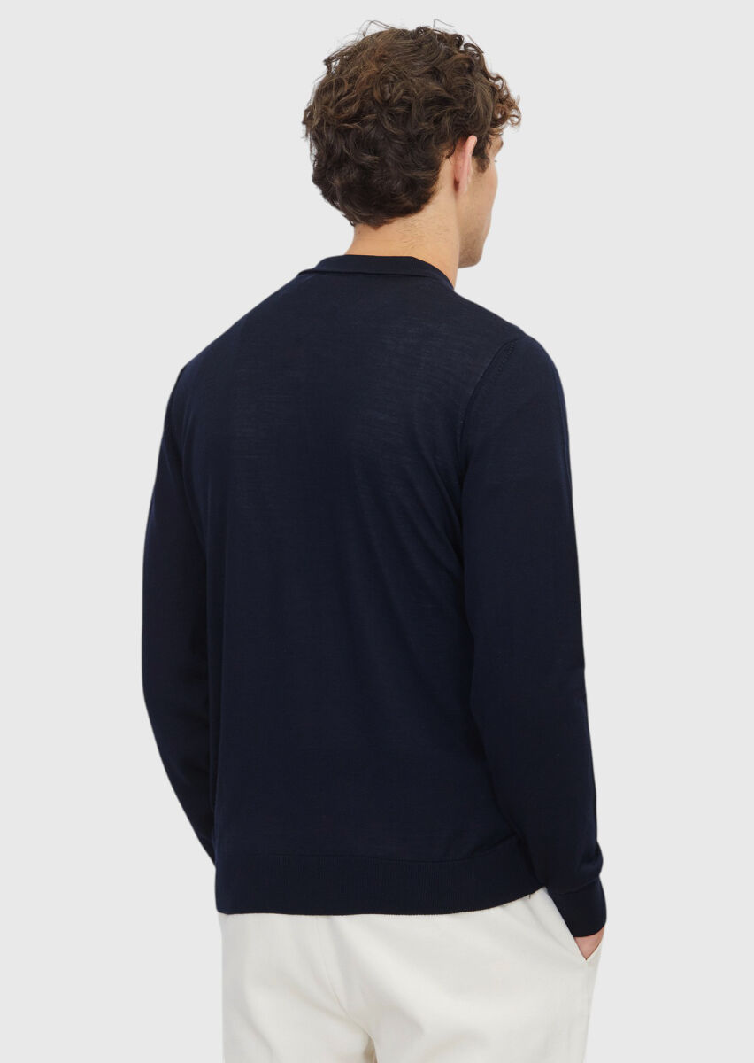 Navy Blue Knitwear Sweatshirt - 6