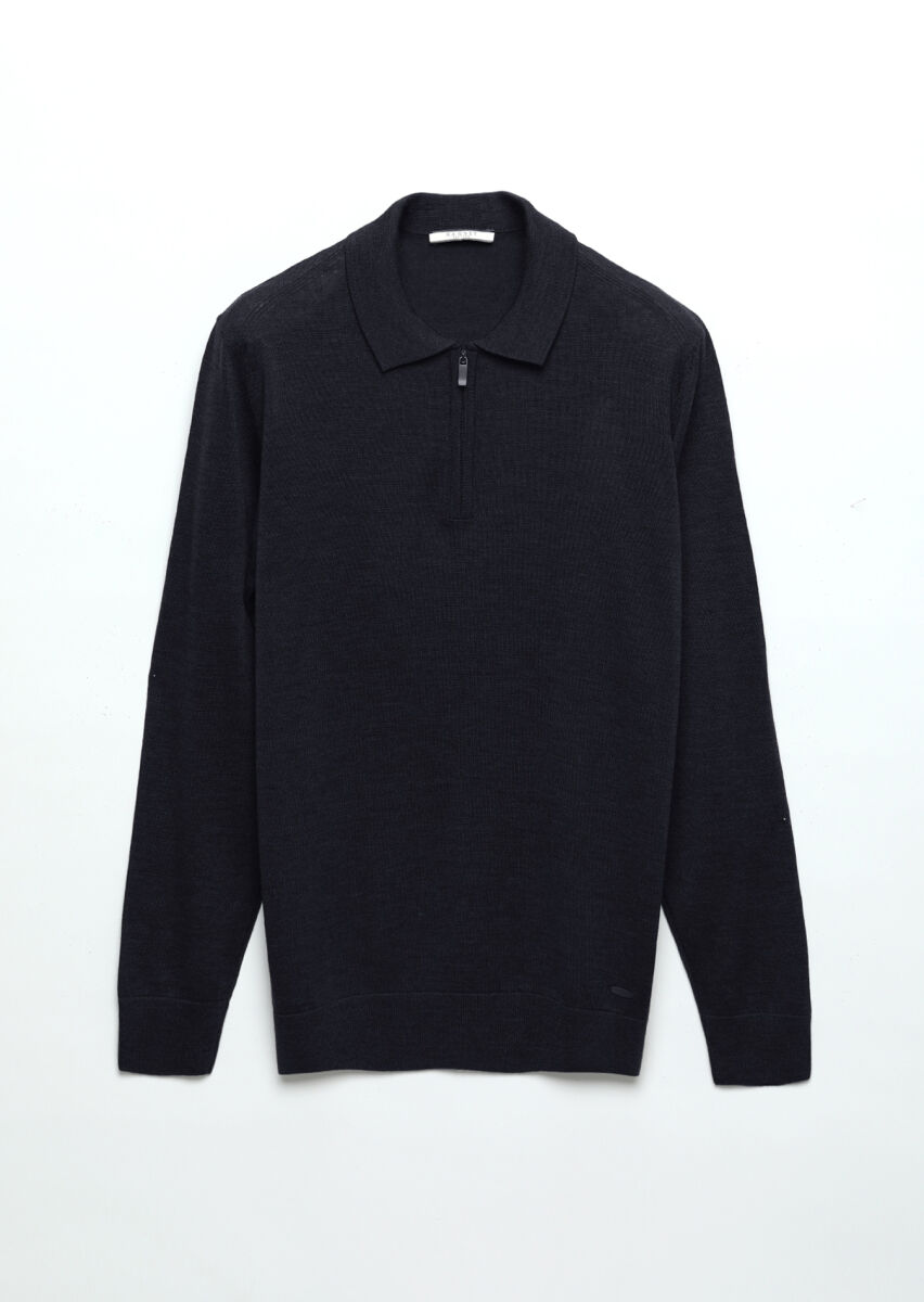 Navy Blue Knitwear Sweatshirt - 7