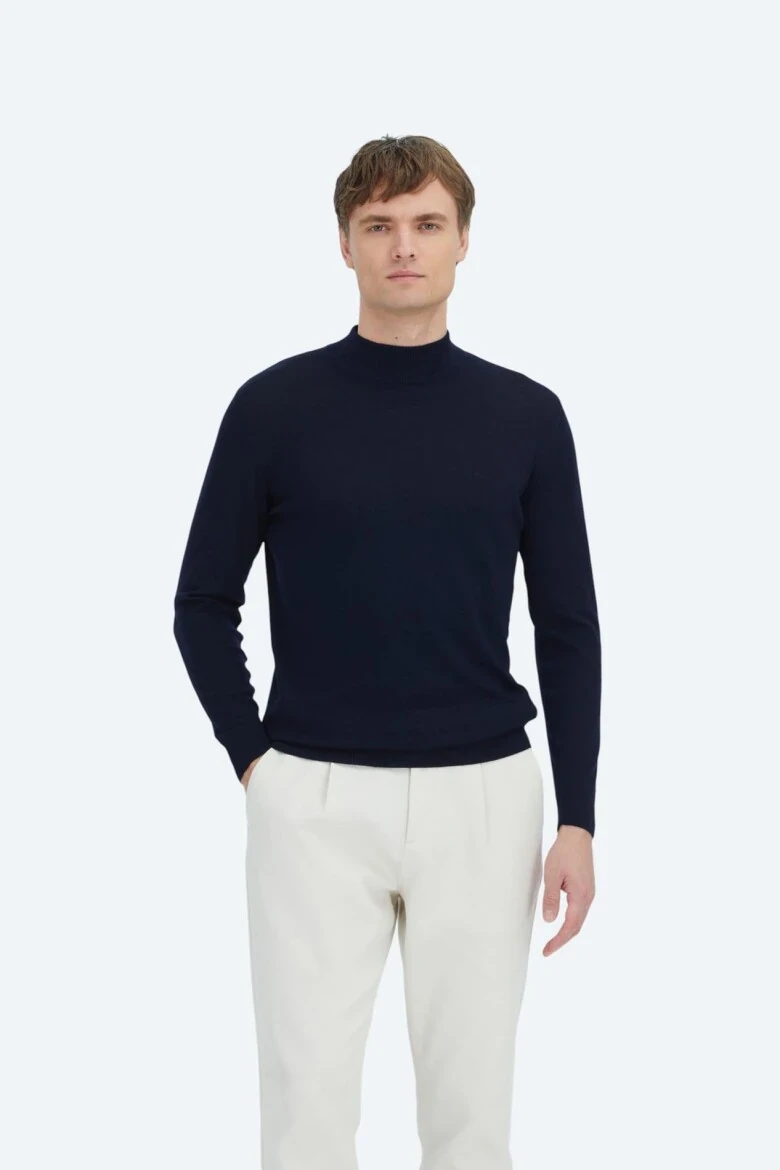 Navy Blue Knitwear Sweatshirt - RAMSEY