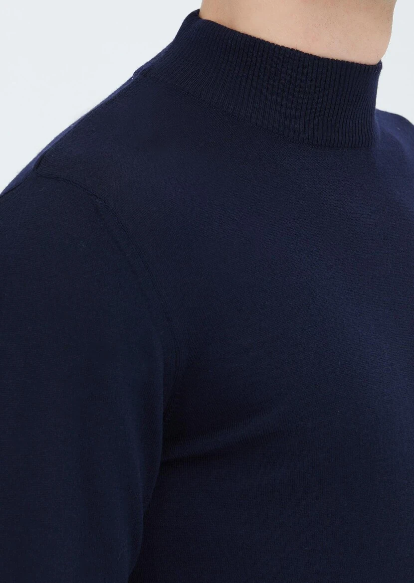 Navy Blue Knitwear Sweatshirt - 3
