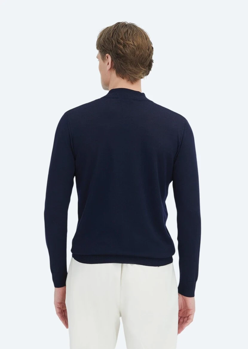 Navy Blue Knitwear Sweatshirt - 4