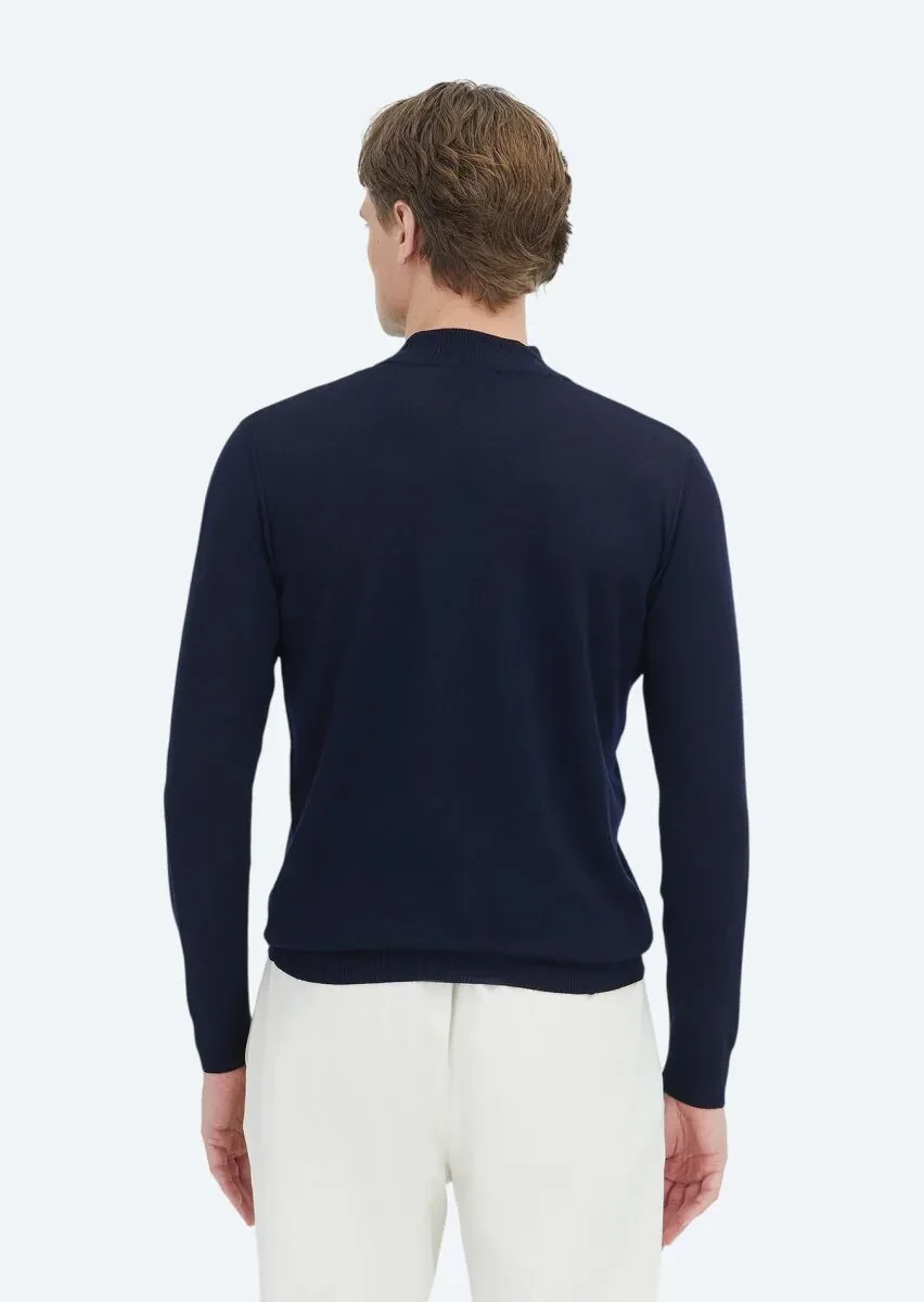 Navy Blue Knitwear Sweatshirt - 4