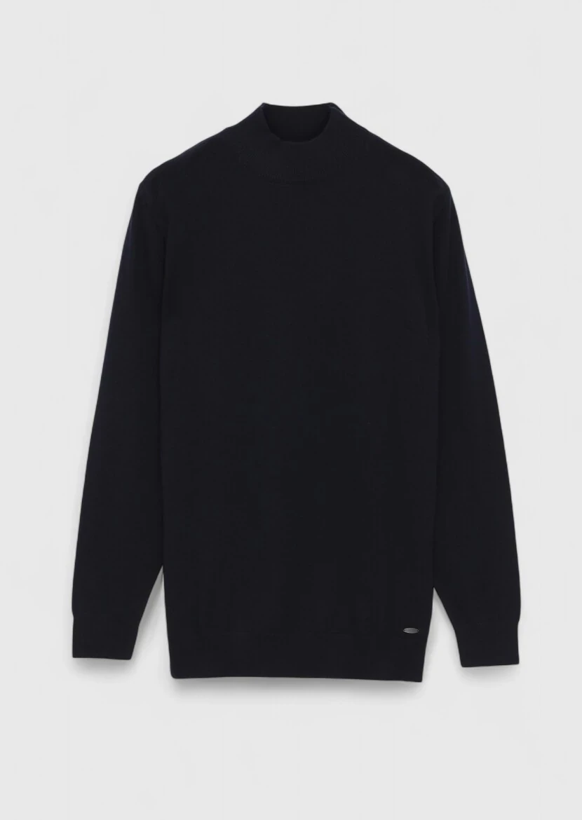 Navy Blue Knitwear Sweatshirt - 5