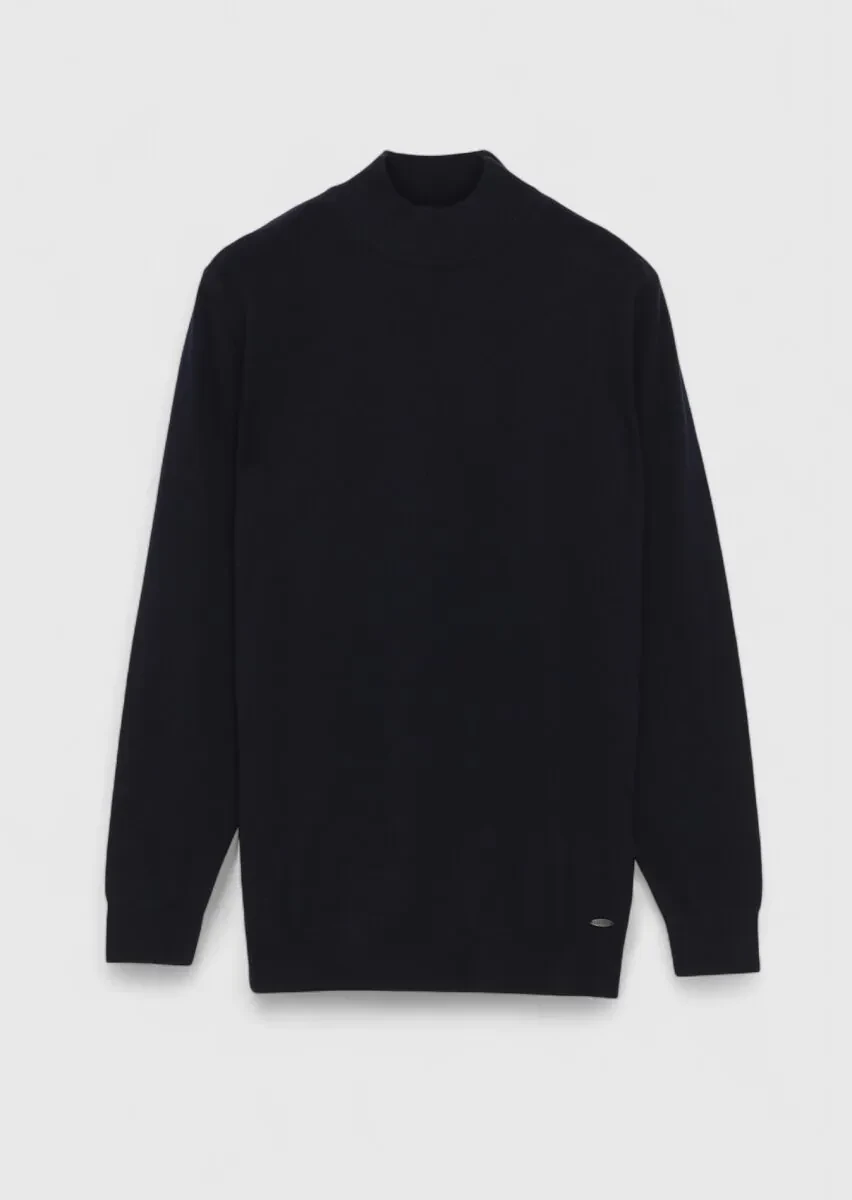 Navy Blue Knitwear Sweatshirt - 5
