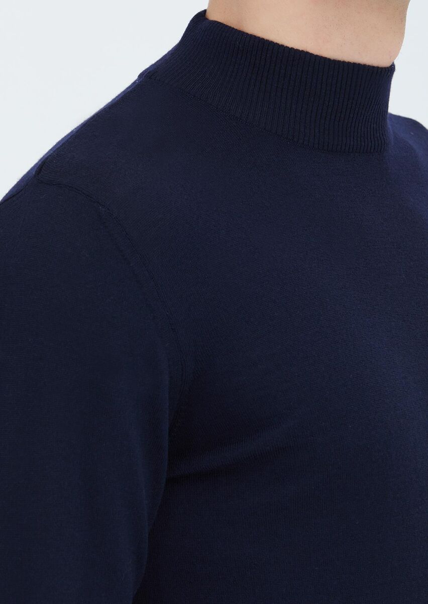 Navy Blue Knitwear Sweatshirt - 3