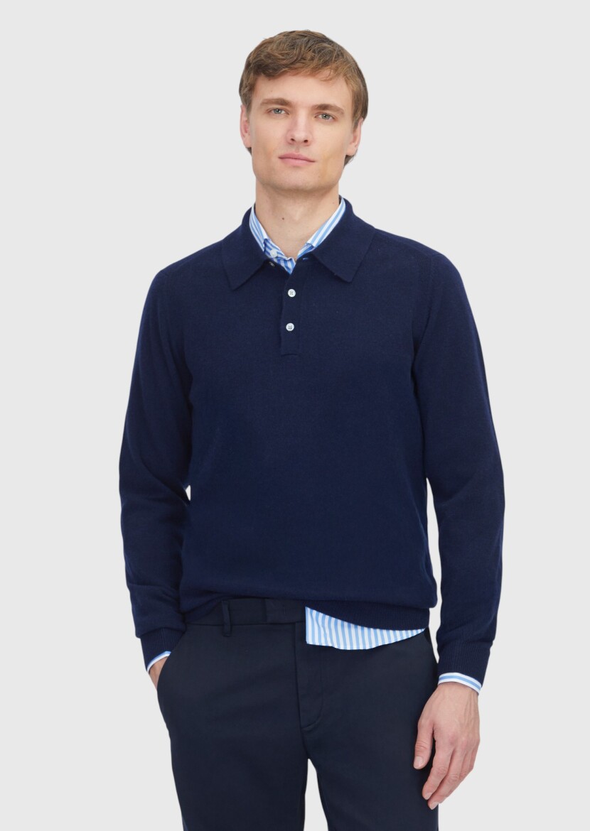 Navy Blue Knitwear Sweatshirt - 1