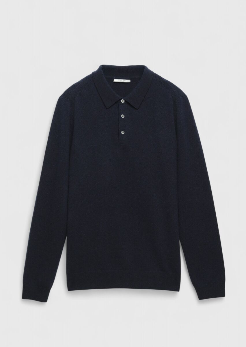 Navy Blue Knitwear Sweatshirt - 6