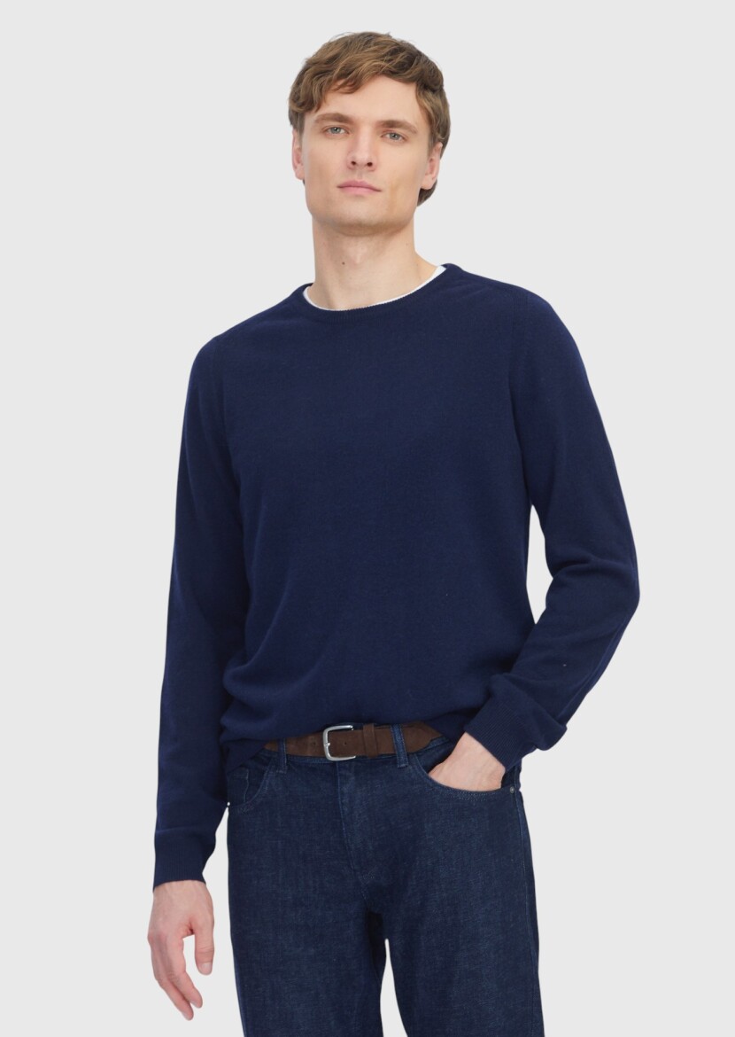 Navy Blue Knitwear Sweatshirt - RAMSEY