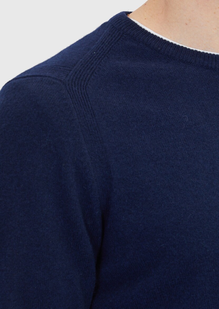 Navy Blue Knitwear Sweatshirt - 5