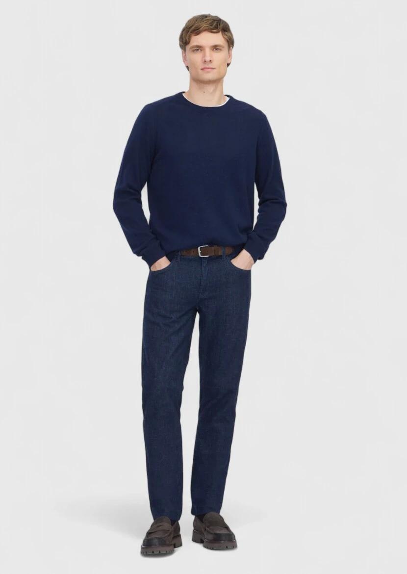 Navy Blue Knitwear Sweatshirt - 2