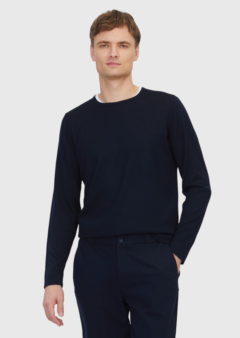 Navy Blue Knitwear Sweatshirt - RAMSEY