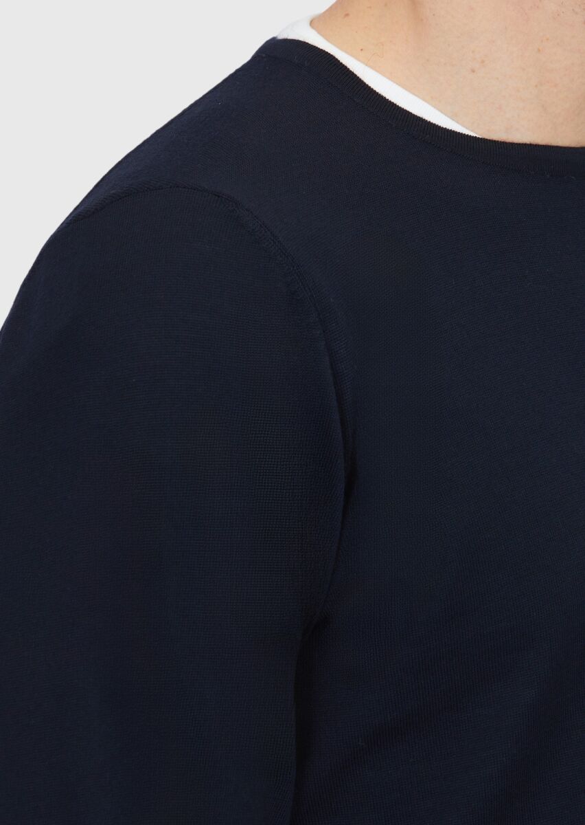 Navy Blue Knitwear Sweatshirt - 4