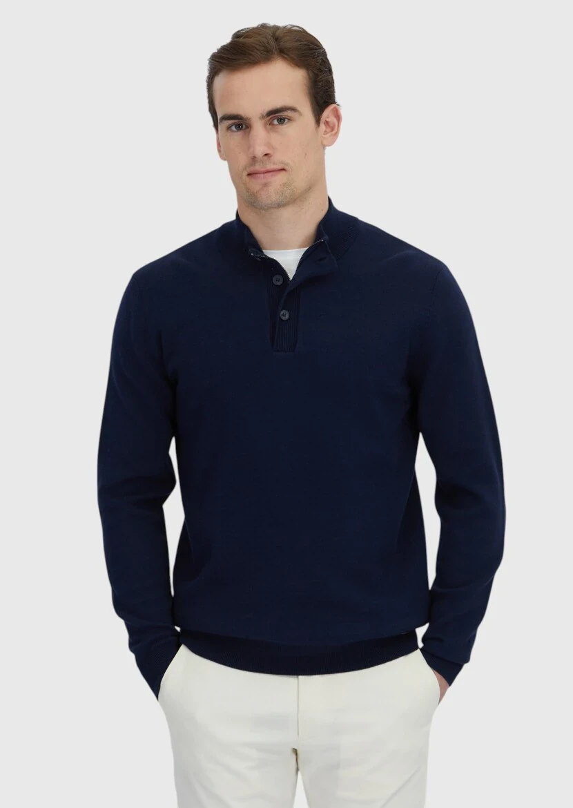 Navy Blue Knitwear Sweatshirt - RAMSEY