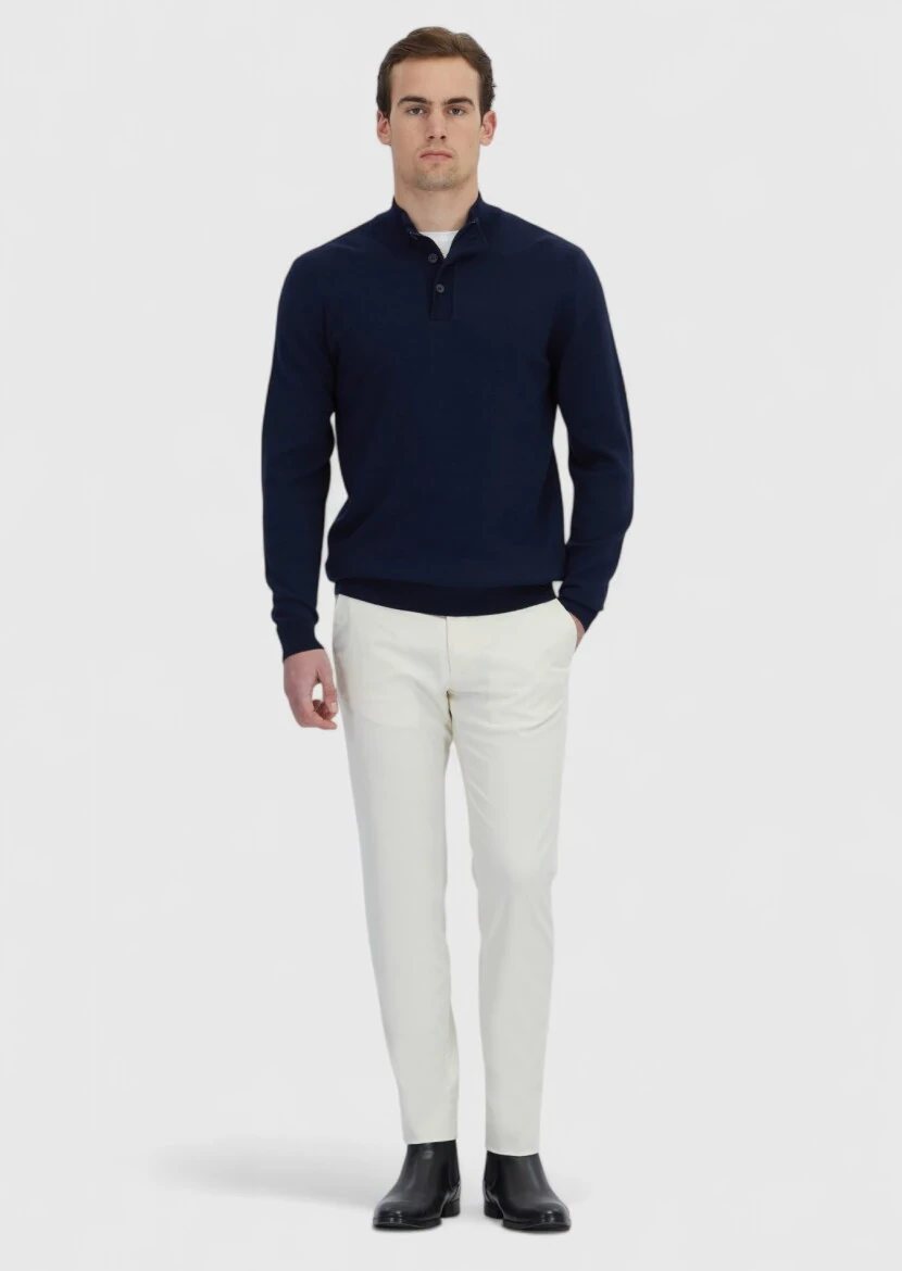 Navy Blue Knitwear Sweatshirt - RAMSEY
