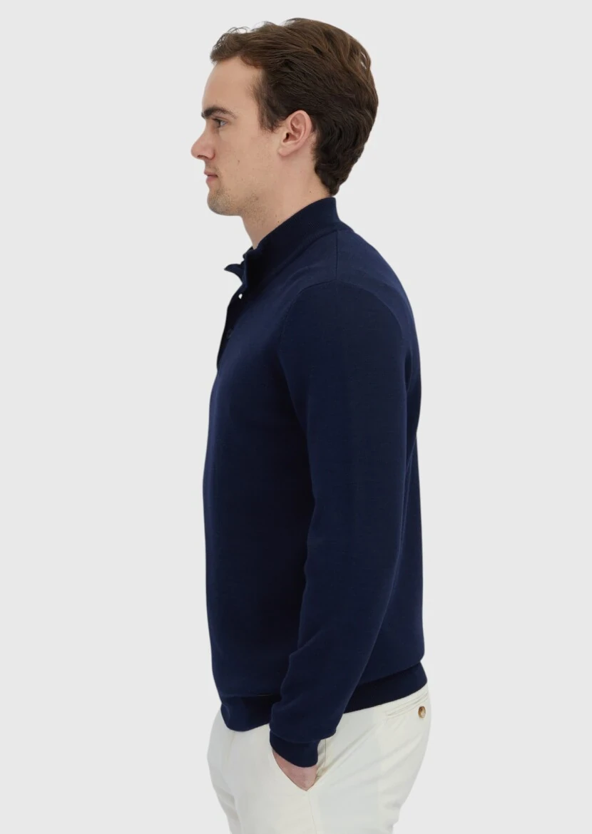 Navy Blue Knitwear Sweatshirt - 3