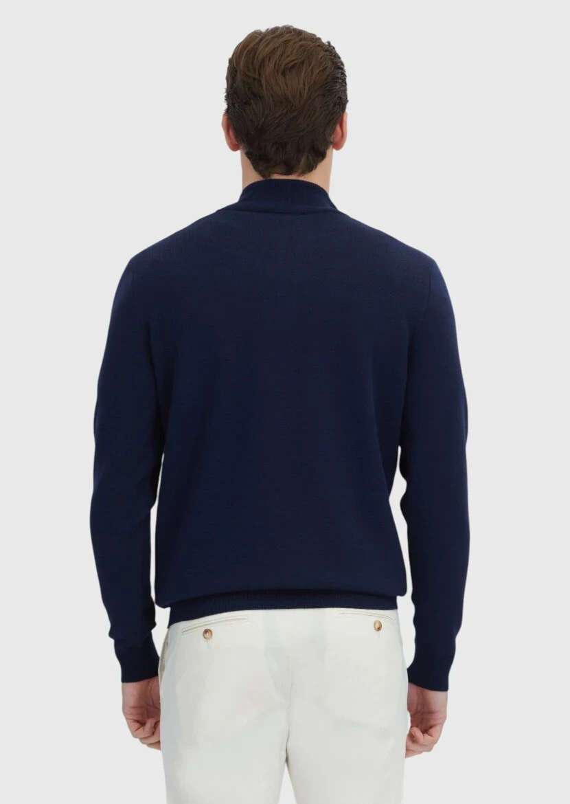 Navy Blue Knitwear Sweatshirt - 5