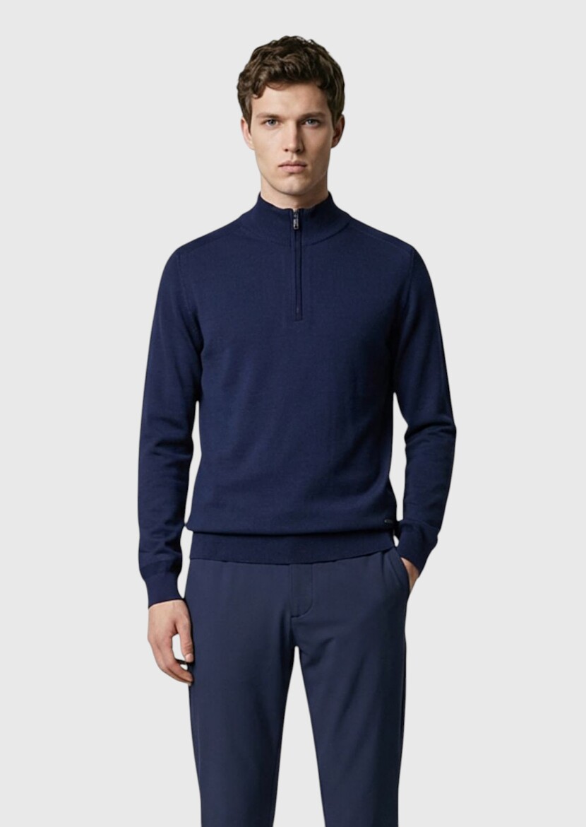 Navy Blue Knitwear Sweatshirt - 3