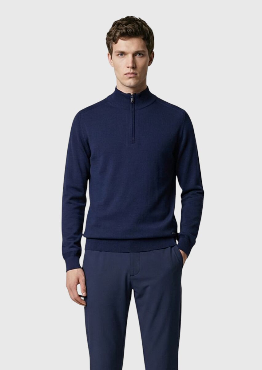 Navy Blue Knitwear Sweatshirt - 3