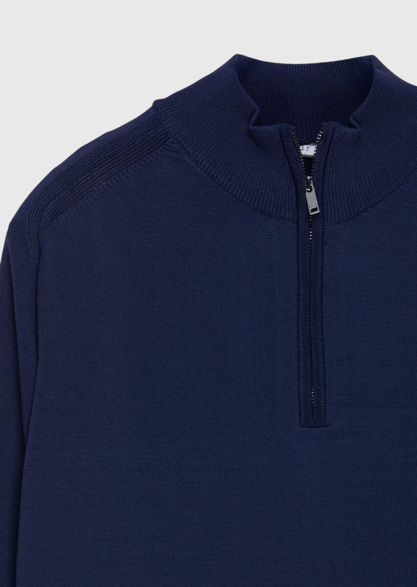 Navy Blue Knitwear Sweatshirt - 5