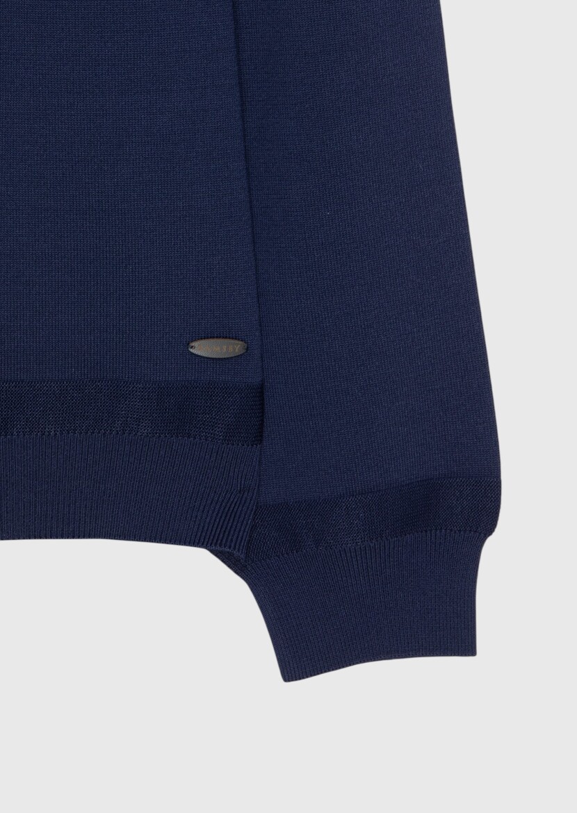 Navy Blue Knitwear Sweatshirt - 6