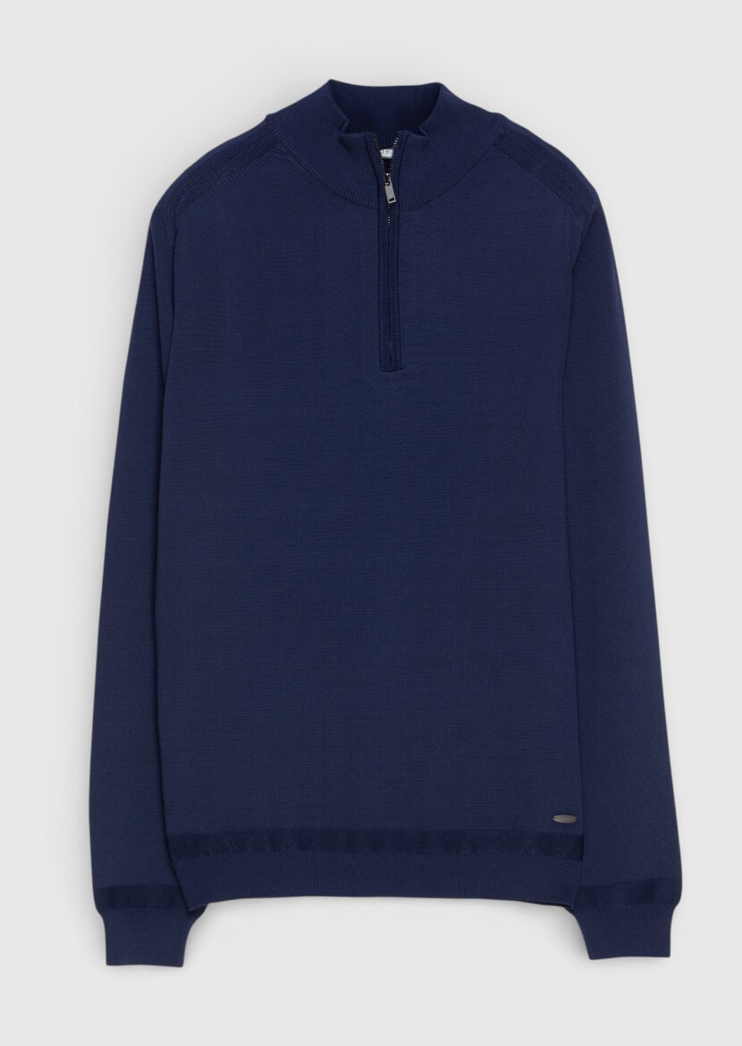Navy Blue Knitwear Sweatshirt - 7