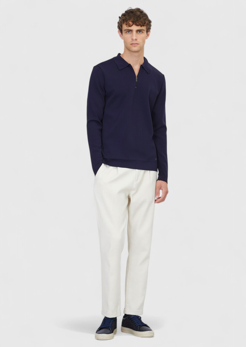 Navy Blue Knitwear Sweatshirt 