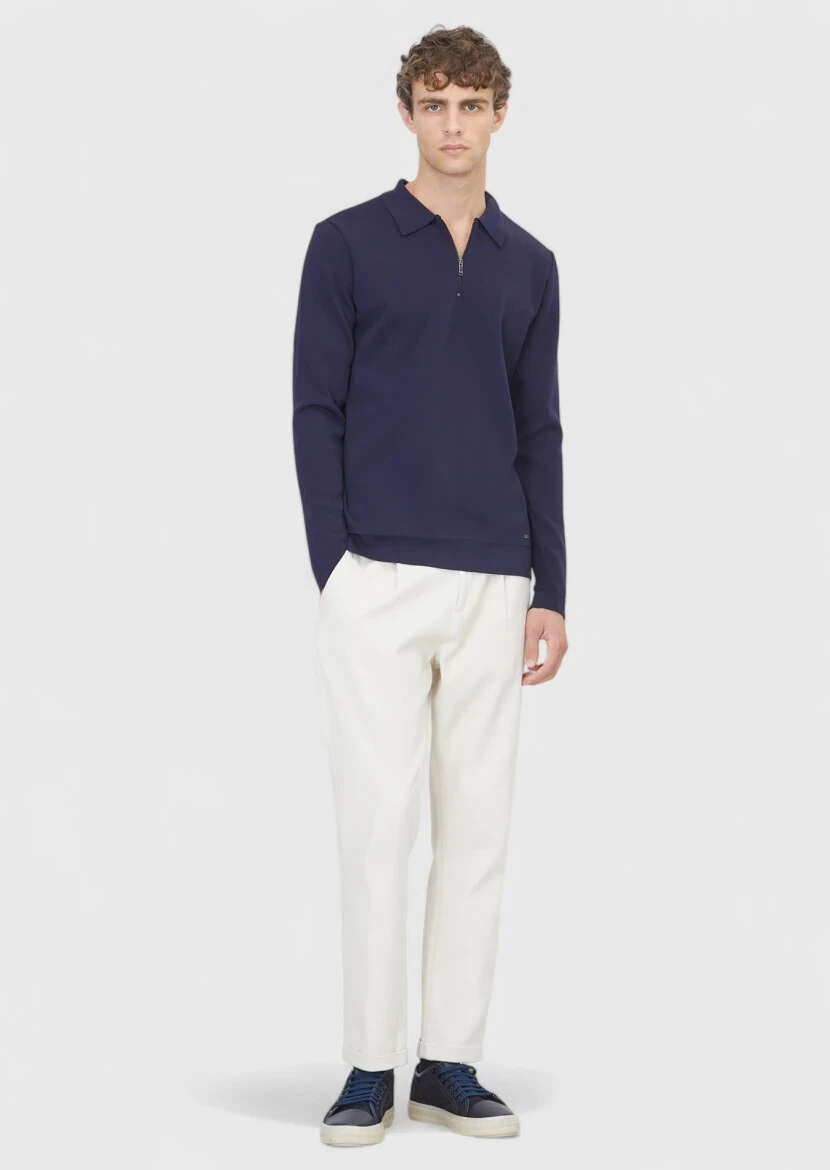 Navy Blue Knitwear Sweatshirt 