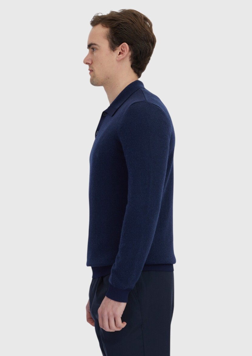 Navy Blue Knitwear Sweatshirt - 3