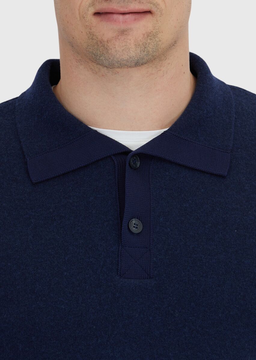 Navy Blue Knitwear Sweatshirt - 4