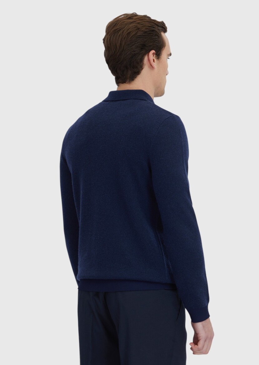 Navy Blue Knitwear Sweatshirt - 5