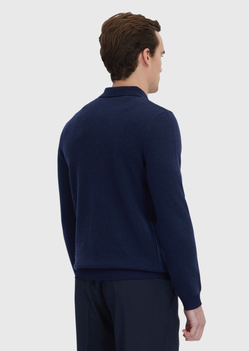 Navy Blue Knitwear Sweatshirt - 5