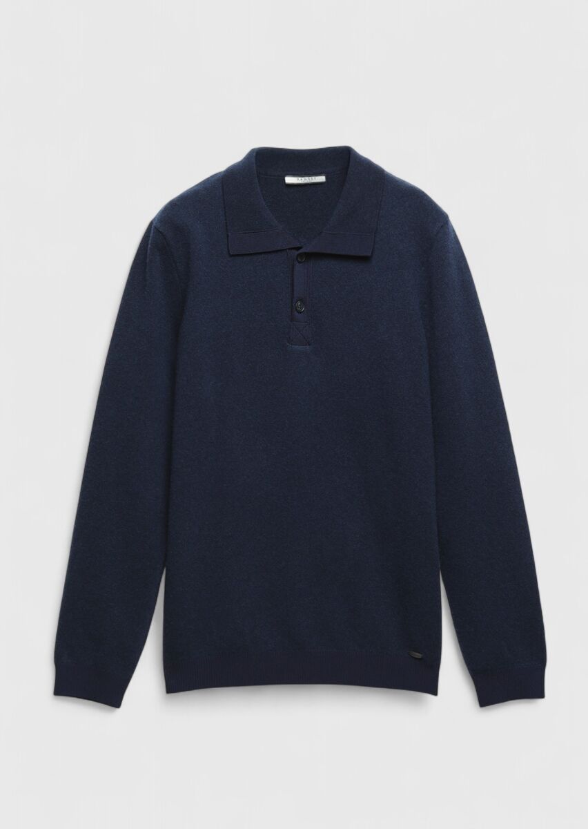 Navy Blue Knitwear Sweatshirt - 6