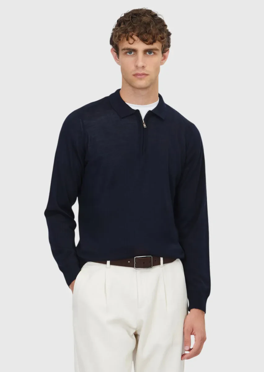 Navy Blue Knitwear Sweatshirt - 1