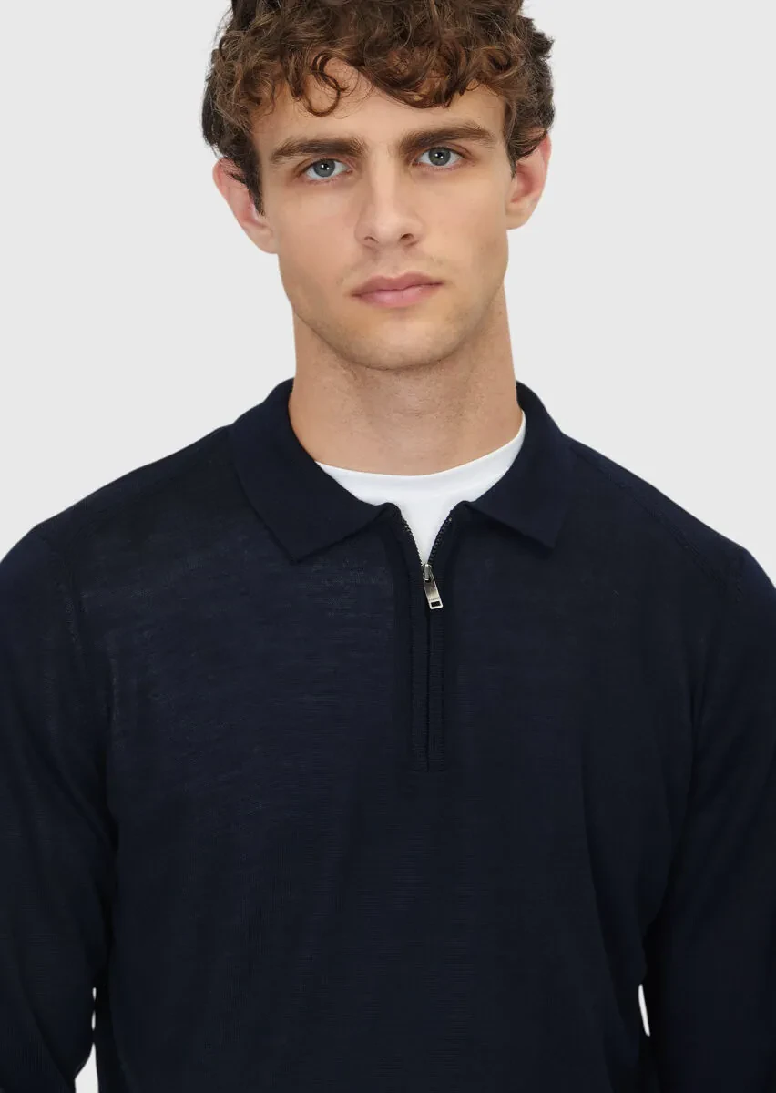 Navy Blue Knitwear Sweatshirt - 4