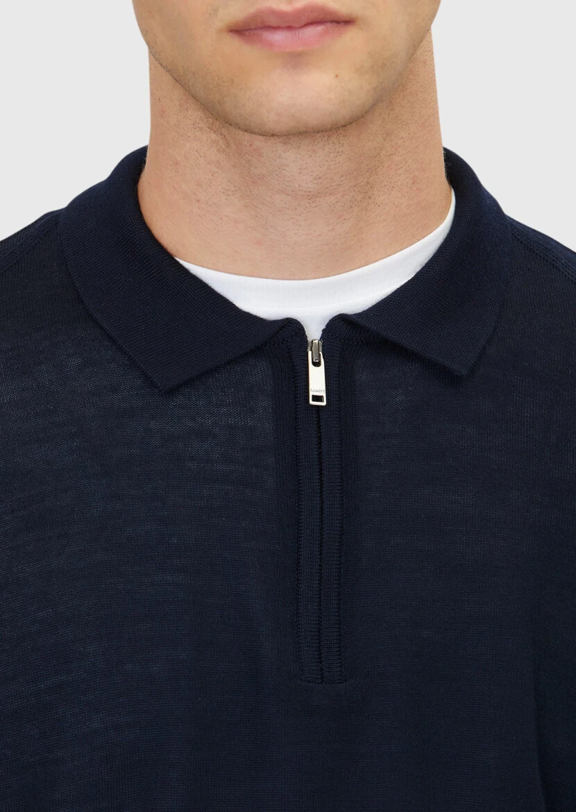 Navy Blue Knitwear Sweatshirt - 5