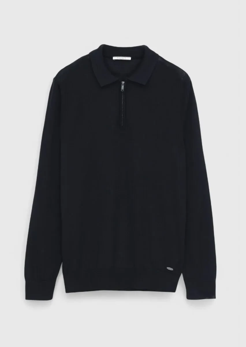 Navy Blue Knitwear Sweatshirt - 7