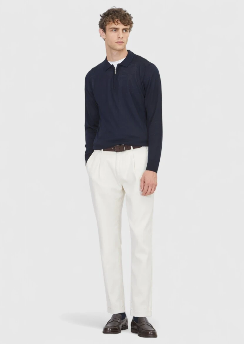 Navy Blue Knitwear Sweatshirt - 2