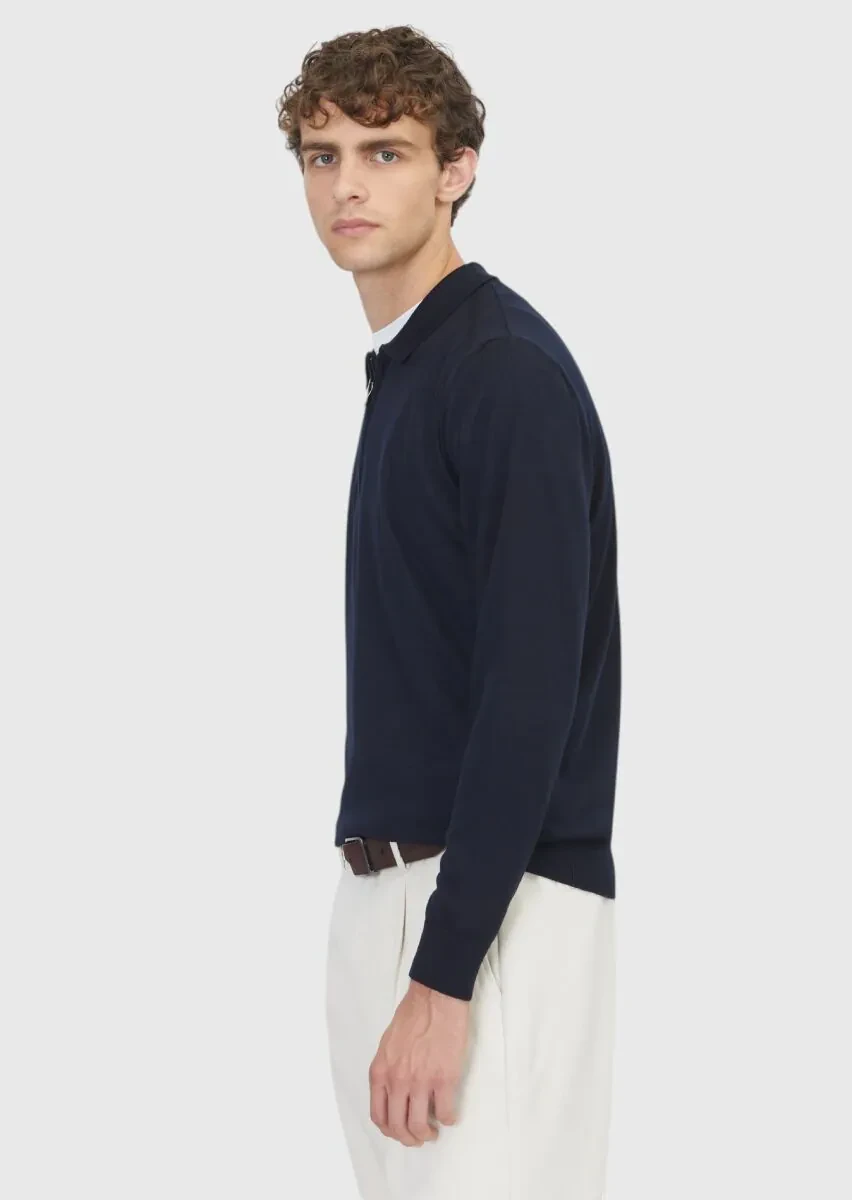 Navy Blue Knitwear Sweatshirt - 3