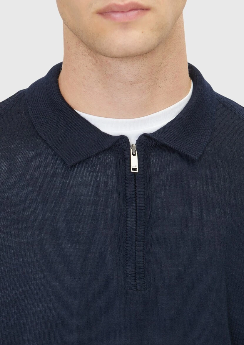 Navy Blue Knitwear Sweatshirt - 5
