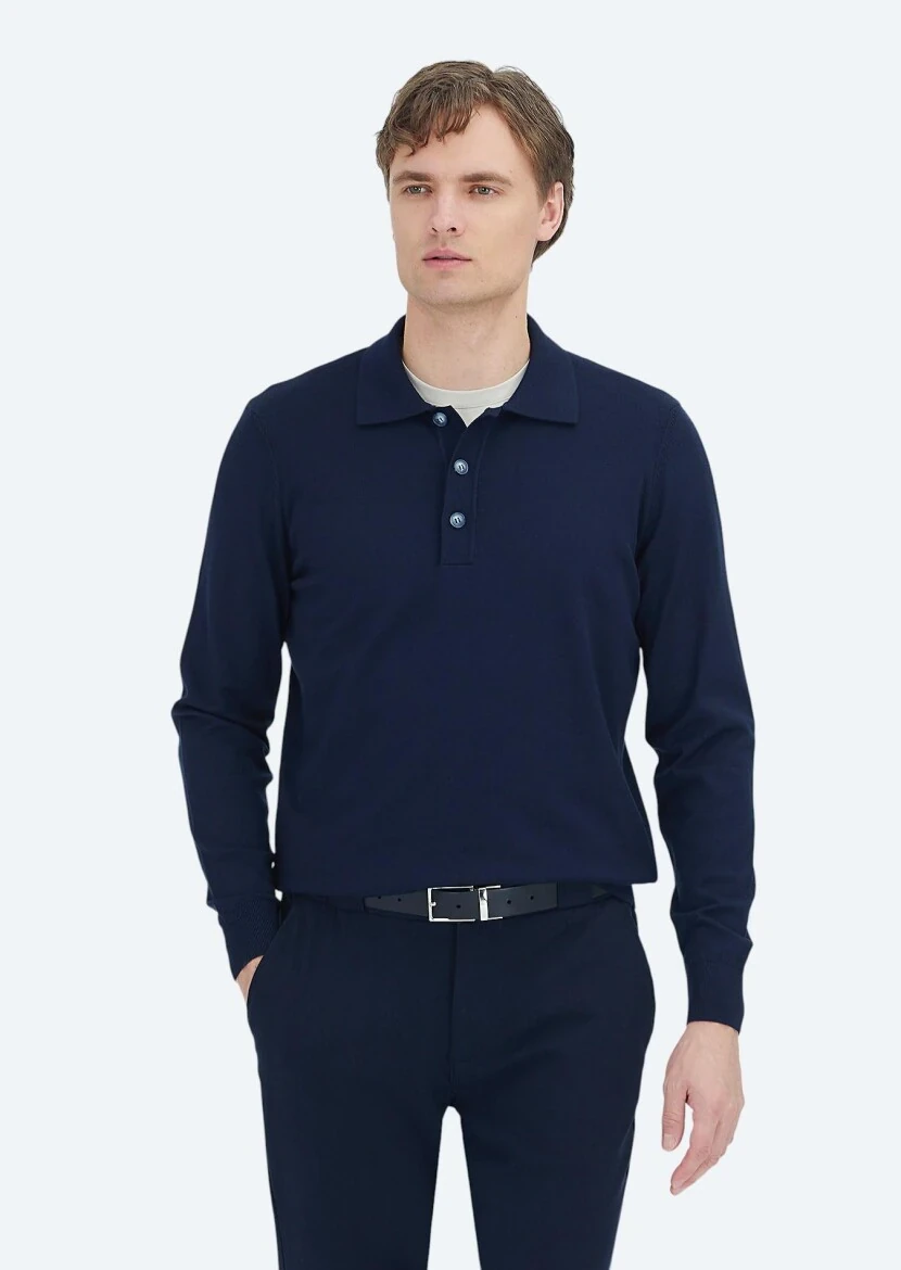 Navy Blue Knitwear Sweatshirt - RAMSEY