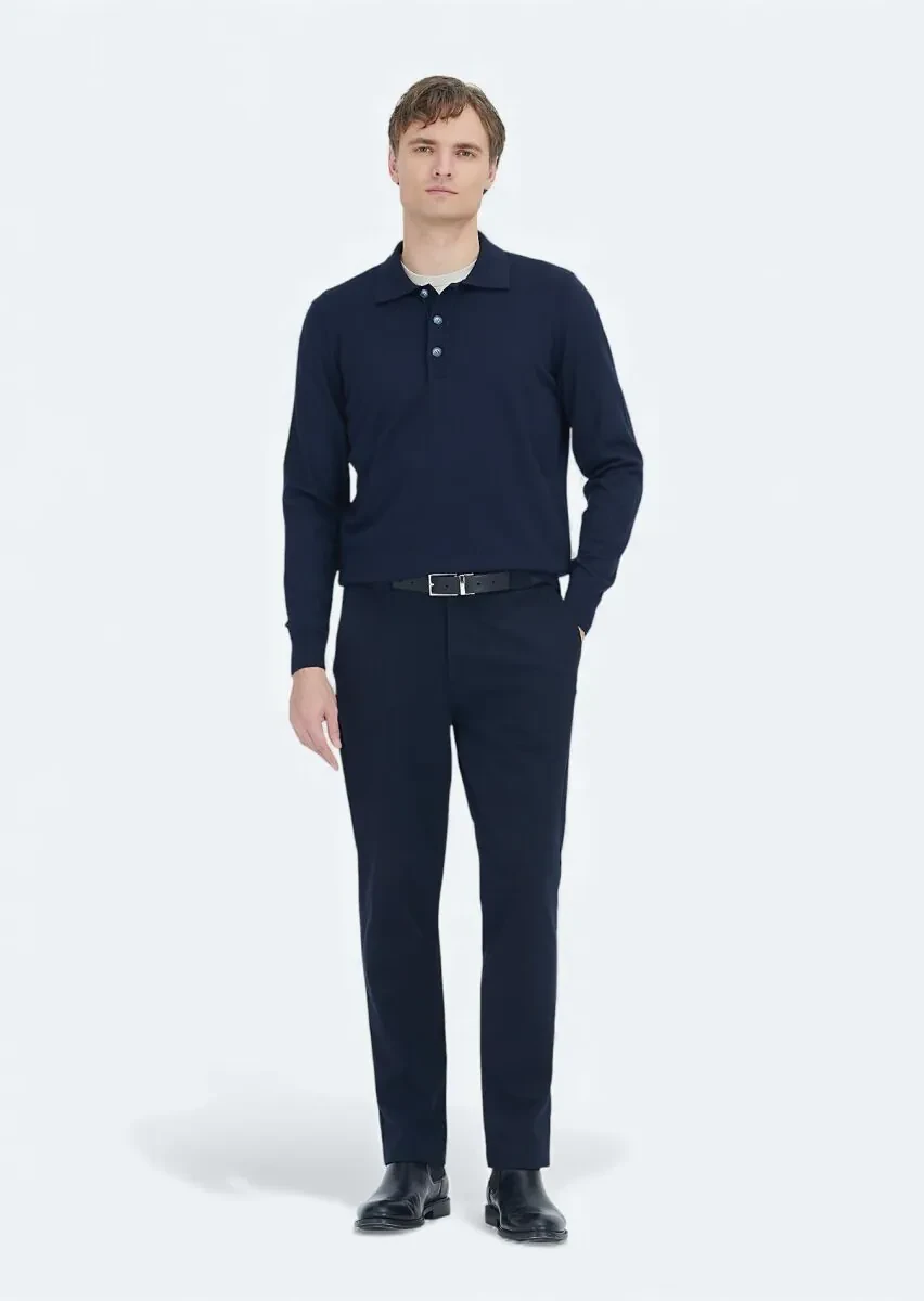 Navy Blue Knitwear Sweatshirt - 3